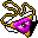 Pixel-art amulet with a magenta eye