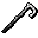Pixel-art Arcane Staff with a hooked silver head